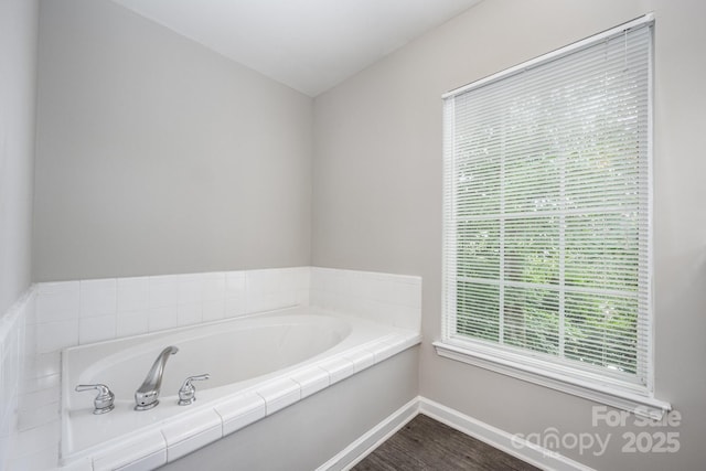 6721 Charter Hills Rd, Charlotte, NC 28277 - full bathroom with a garden tub, healthy amount of natural light, and wood finished floors