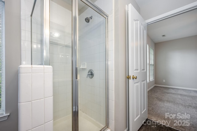 6721 Charter Hills Rd, Charlotte, NC 28277 - full bathroom with a stall shower and baseboards