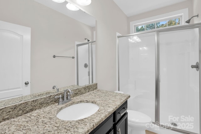 12515 Hashanli Pl, Matthews, NC 28105 - bathroom featuring a shower stall and vanity
