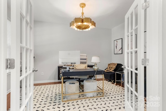 2005 Brightflower Ln, York, SC 29745 - office with french doors and a chandelier