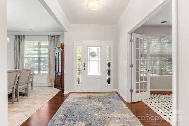 2005 Brightflower Ln, York, SC 29745 - entrance foyer featuring healthy amount of natural light, dark wood-style floors, and crown molding