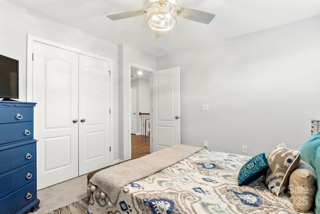 2005 Brightflower Ln, York, SC 29745 - bedroom featuring a closet, a ceiling fan, and carpet