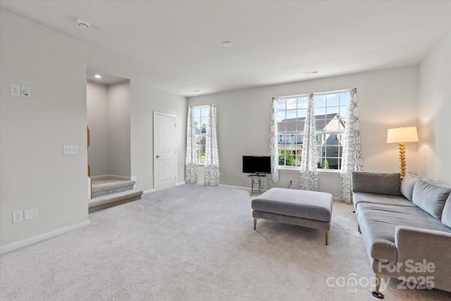 512 Whitehall Cir, Durham, NC 27713 - living area with stairs and carpet flooring