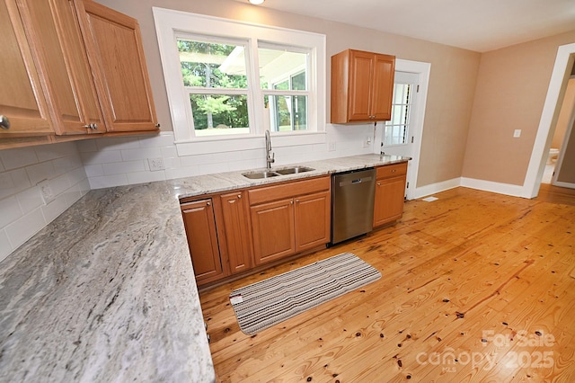 737 8th St SW, Hickory, NC 28602 - kitchen featuring dishwasher, decorative backsplash, light wood finished floors, and healthy amount of natural light