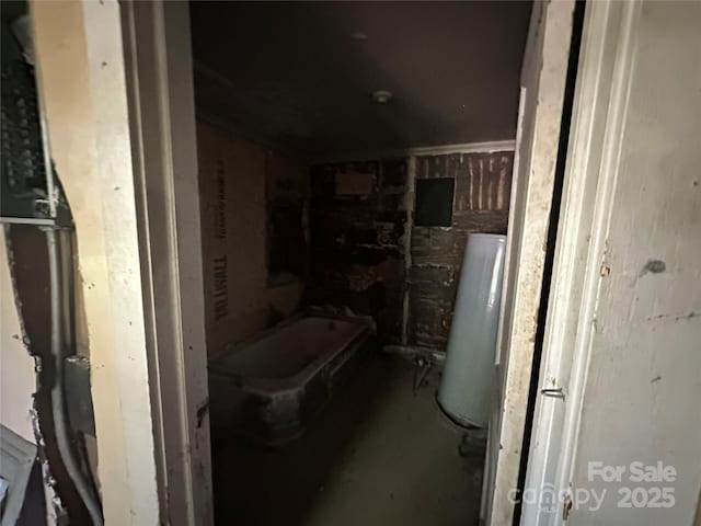 301 Weant St, Salisbury, NC 28144 - bathroom with gas water heater and concrete floors