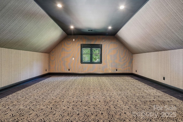18802 Pentwater Ct, Cornelius, NC 28031 - additional living space with lofted ceiling, wallpapered walls, and recessed lighting