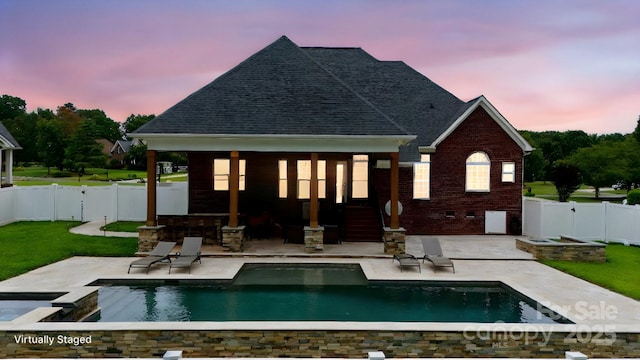 3005 Monterrey Ln, Monroe, NC 28110 - back of property featuring a patio area, a fenced backyard, a gazebo, and brick siding