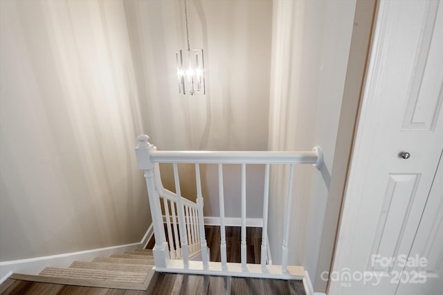 1409 Kensington Rd Unit B-8, Hendersonville, NC 28791 - stairs featuring wood finished floors and a chandelier