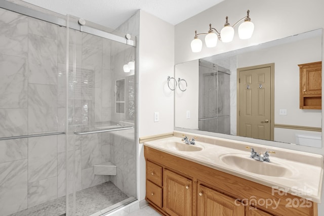 106 Birmingham Pl, Salisbury, NC 28146 - bathroom featuring double vanity and a stall shower