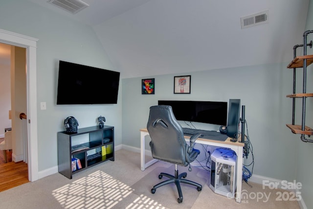 812 Cedar St, Mcadenville, NC 28101 - office area with lofted ceiling and carpet flooring