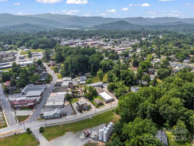 118 Railroad Ave, Brevard, NC 28712 - aerial overview of property's location featuring a mountain backdrop