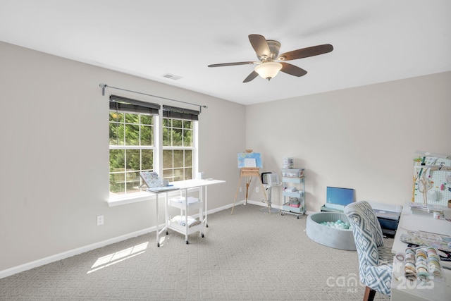 5901 Creft Cir, Indian Trail, NC 28079 - home office with carpet and ceiling fan