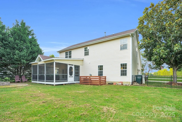 5901 Creft Cir, Indian Trail, NC 28079 - rear view of house featuring a sunroom