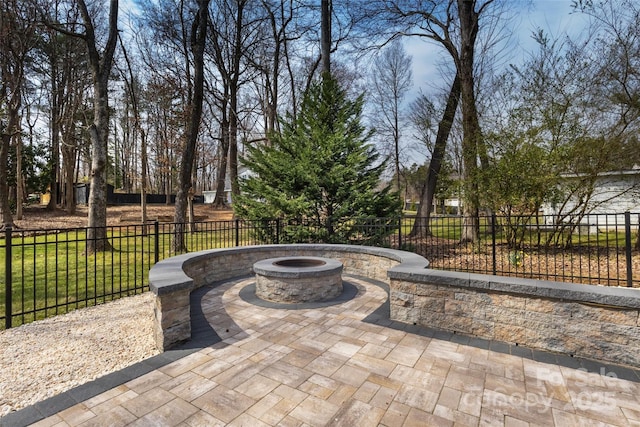 10700 Chestnut Hill Dr, Matthews, NC 28105 - view of patio / terrace with a fire pit