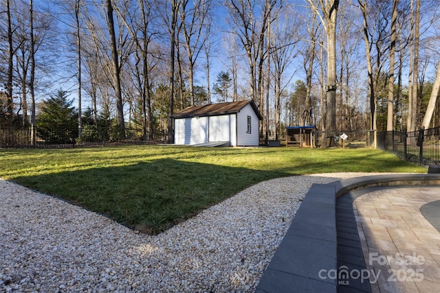10700 Chestnut Hill Dr, Matthews, NC 28105 - fenced backyard with an outdoor structure