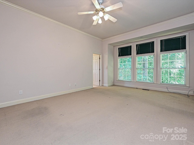 10638 Moss Mill Ln, Charlotte, NC 28277 - empty room featuring ornamental molding, carpet flooring, and a ceiling fan