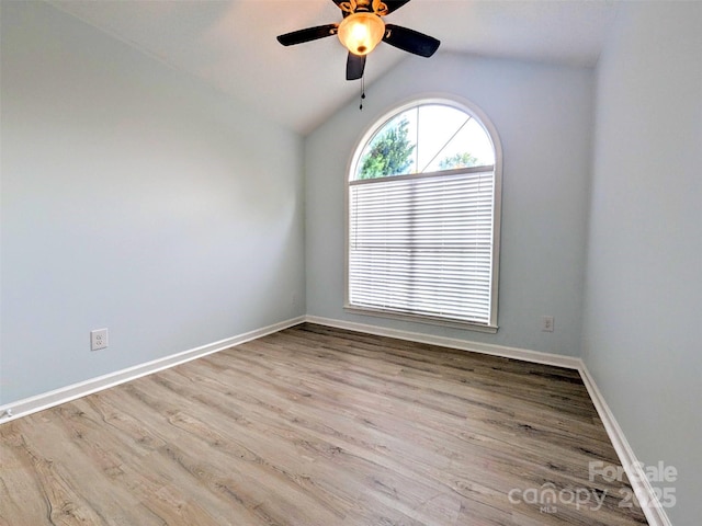 4002 Beaverbrook Dr, Indian Trail, NC 28079 - unfurnished room featuring a ceiling fan, vaulted ceiling, and wood finished floors