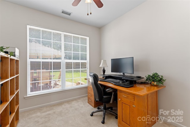 5630 Cambridge Bay Dr, Charlotte, NC 28269 - home office with ceiling fan and light colored carpet