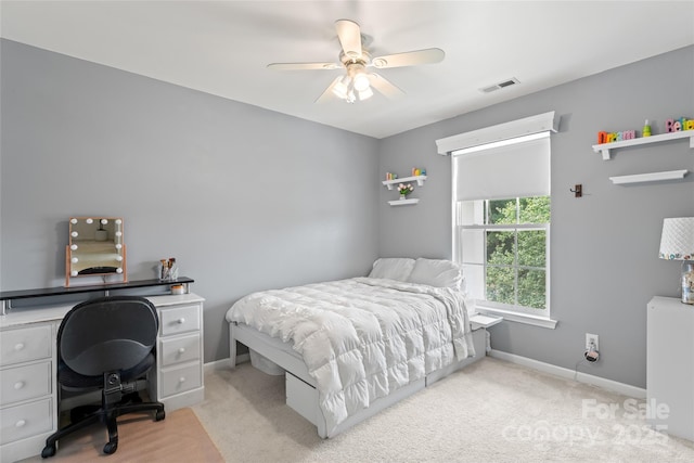 5630 Cambridge Bay Dr, Charlotte, NC 28269 - bedroom with light carpet, an office area, and a ceiling fan