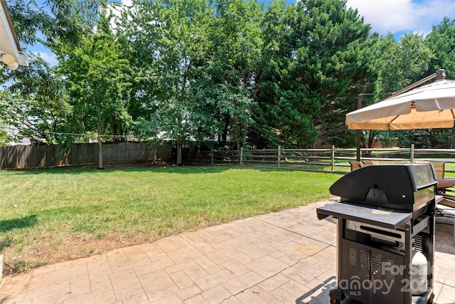 5630 Cambridge Bay Dr, Charlotte, NC 28269 - fenced backyard featuring grilling area and a patio area