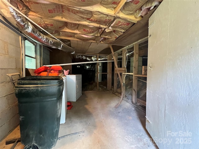 130 Sherwood Dr, Lake Lure, NC 28746 - below grade area with independent washer and dryer and concrete block wall