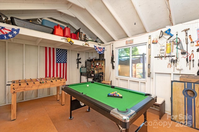 7627 Walnut Wood Dr, Charlotte, NC 28227 - game room with lofted ceiling and billiards