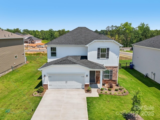 1997 Paddlewheel Dr, Stanley, NC 28164 - view of front facade with brick siding, roof with shingles, concrete driveway, and a garage