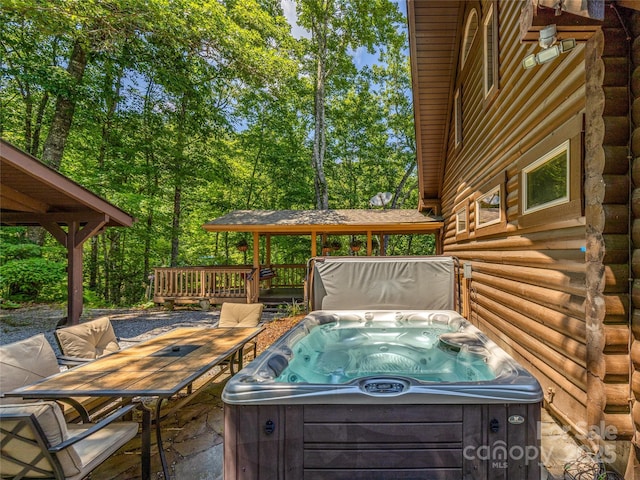 220 Circle Pines Dr, Rosman, NC 28772 - deck featuring a hot tub