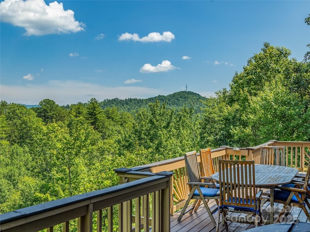 220 Circle Pines Dr, Rosman, NC 28772 - deck with a view of trees and outdoor dining space