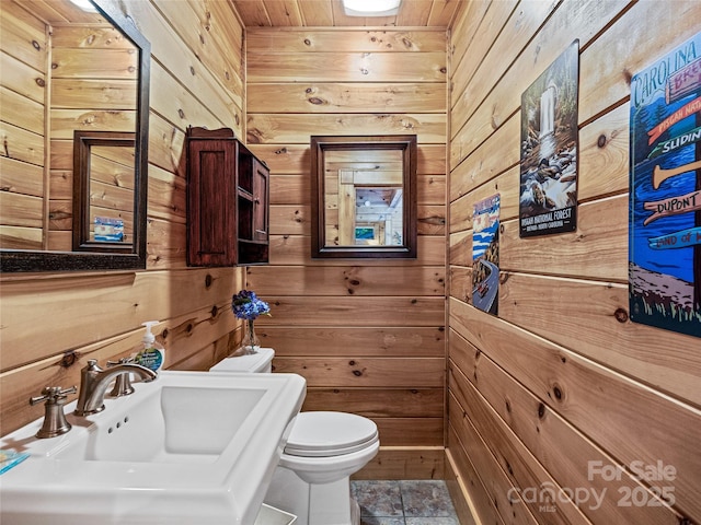 220 Circle Pines Dr, Rosman, NC 28772 - half bathroom with wood walls and toilet