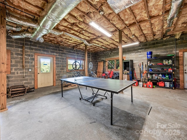 220 Circle Pines Dr, Rosman, NC 28772 - playroom featuring unfinished concrete flooring and concrete block wall