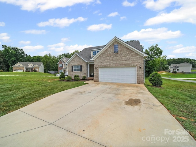 8810 Crape Myrtle Dr, Stanfield, NC 28163 - traditional-style home featuring brick siding, driveway, and a front lawn