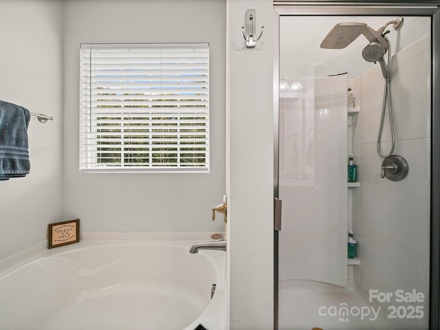 8810 Crape Myrtle Dr, Stanfield, NC 28163 - bathroom featuring a stall shower and a garden tub