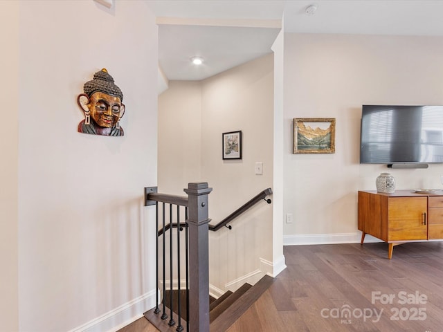 5018 Harrowsmith Ln, Charlotte, NC 28204 - stairway featuring wood finished floors and baseboards