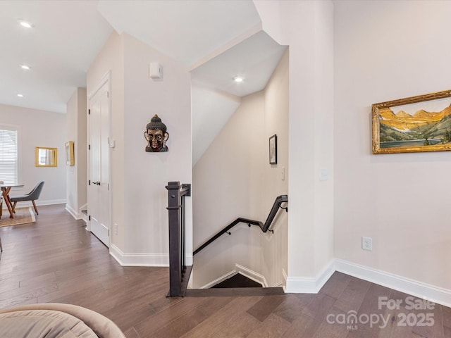 5018 Harrowsmith Ln, Charlotte, NC 28204 - staircase with wood finished floors and recessed lighting