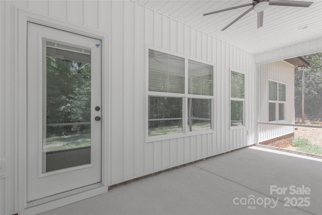 5005 Oconee Dr, Stanley, NC 28164 - unfurnished sunroom featuring ceiling fan