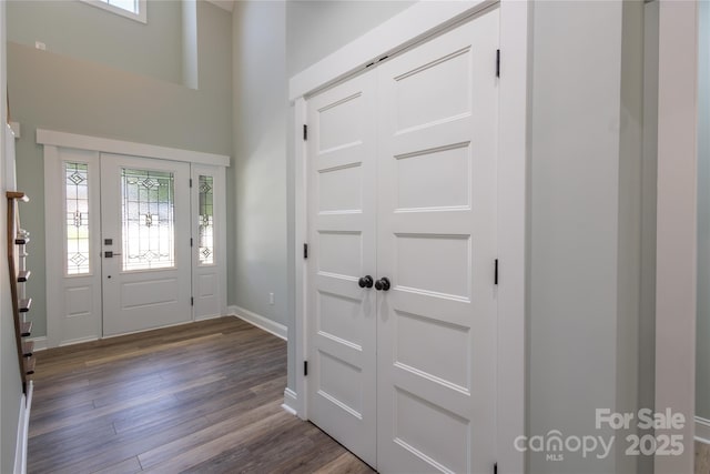 5009 Oconee Dr, Stanley, NC 28164 - entryway with healthy amount of natural light, wood finished floors, and a towering ceiling