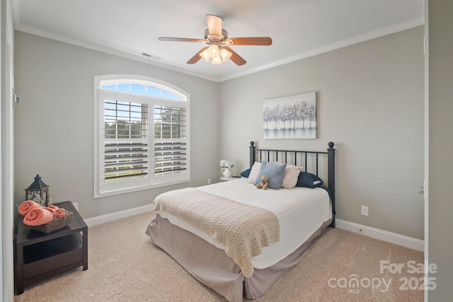 120 Cheyenne Ln, Statesville, NC 28677 - bedroom featuring carpet flooring, ornamental molding, and a ceiling fan