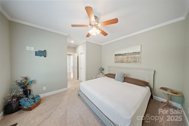 120 Cheyenne Ln, Statesville, NC 28677 - carpeted bedroom featuring crown molding, recessed lighting, and ceiling fan