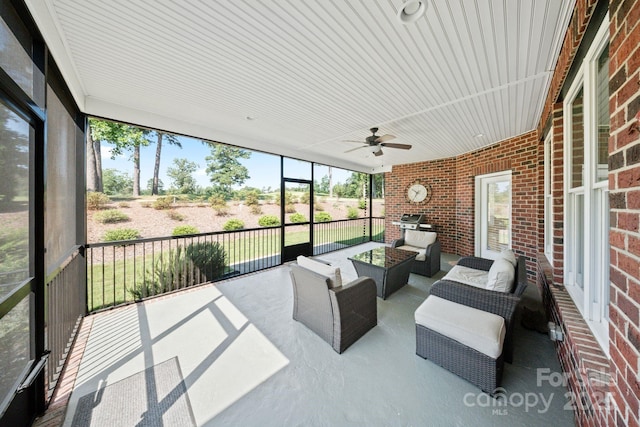 120 Cheyenne Ln, Statesville, NC 28677 - sunroom featuring ceiling fan and an outdoor living space