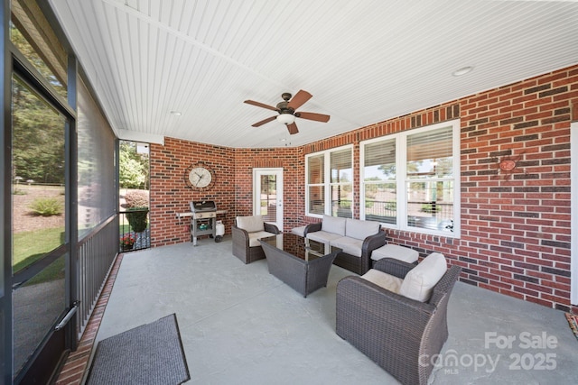 120 Cheyenne Ln, Statesville, NC 28677 - sunroom / solarium featuring an outdoor hangout area and a ceiling fan