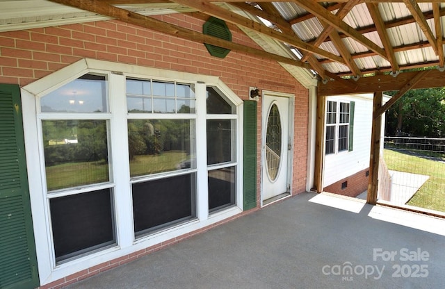 1924 Junction Rd, Mocksville, NC 27028 - property entrance featuring brick siding and crawl space