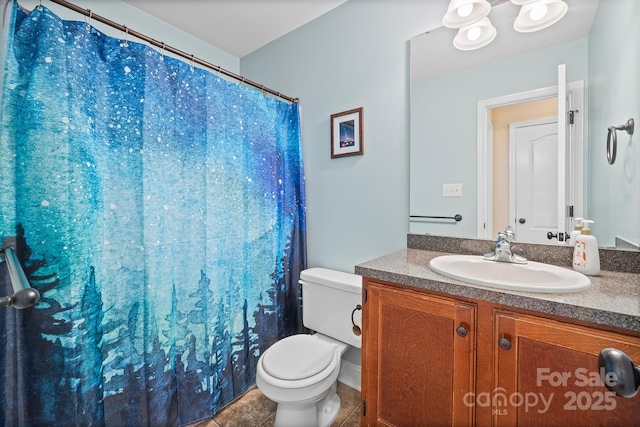 1566 Mayfair Dr, Conover, NC 28613 - bathroom with vanity, tile patterned flooring, and a shower with shower curtain