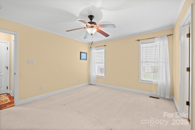 1566 Mayfair Dr, Conover, NC 28613 - unfurnished bedroom with ornamental molding, light colored carpet, and a ceiling fan