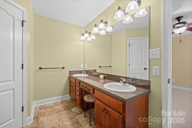 1566 Mayfair Dr, Conover, NC 28613 - full bath featuring double vanity and a ceiling fan