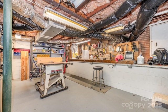 7119 Folger Dr, Charlotte, NC 28270 - unfinished basement with a workshop area