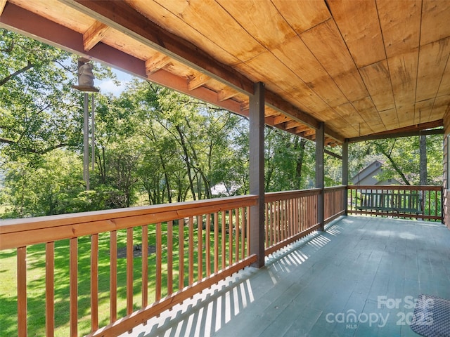 250 Turkey Pen Rd, Franklin, NC 28734 - wooden deck with a yard and view of wooded area