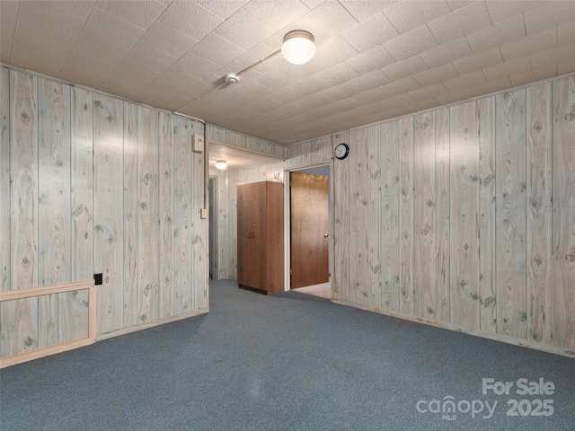 250 Turkey Pen Rd, Franklin, NC 28734 - carpeted empty room featuring wood walls