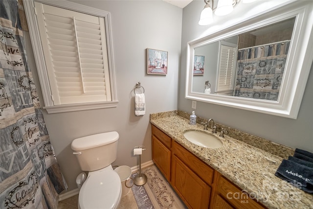 696 Springwood Dr, Mount Gilead, NC 27306 - bathroom with vanity, tile patterned floors, and curtained shower