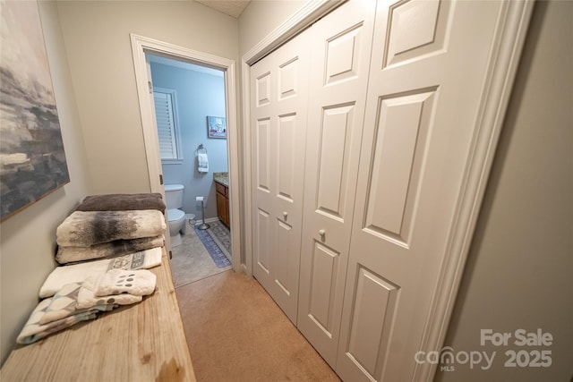 696 Springwood Dr, Mount Gilead, NC 27306 - hallway featuring light carpet